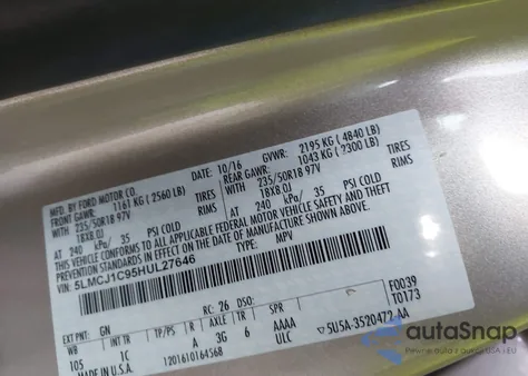 2017 Lincoln Mkc Premiere z USA, uszkodzony, nr VIN 5LMCJ1C95HUL27646